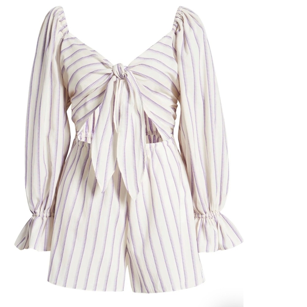 TOPSHOP Stripe Bow Tie Long Sleeve Romper Size‎ 6 - Picture 5 of 12